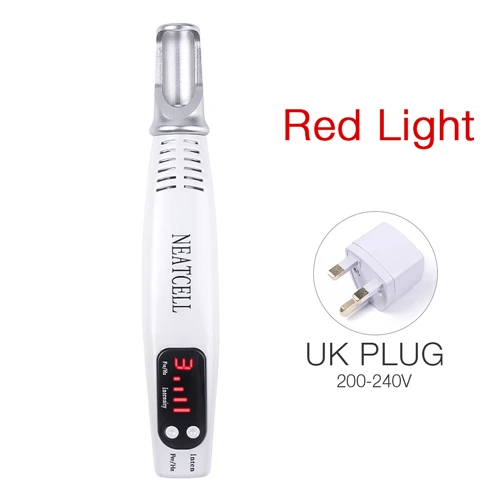 red light uk plug Прямая поставка Neatcell Picosecond лазерная ручка синий красный свет терапия веснушки пигмент удаление татуировки метка на коже бородавка родинка ручка для удаления акне - Цвет: red light uk plug