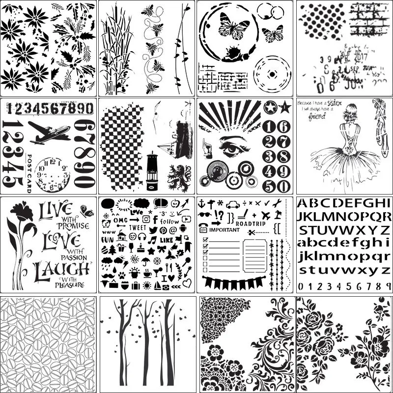 16 шт./лот 14 см трафареты для самостоятельного творчества с изображением бабочки