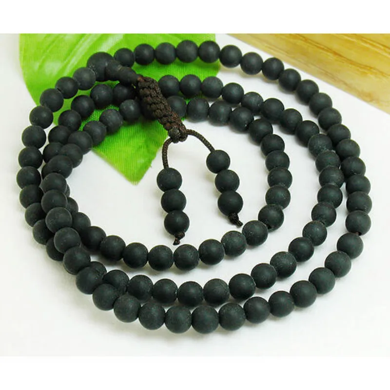

6mm Tibetan Buddhism Black Beewax Beads Mala Necklace