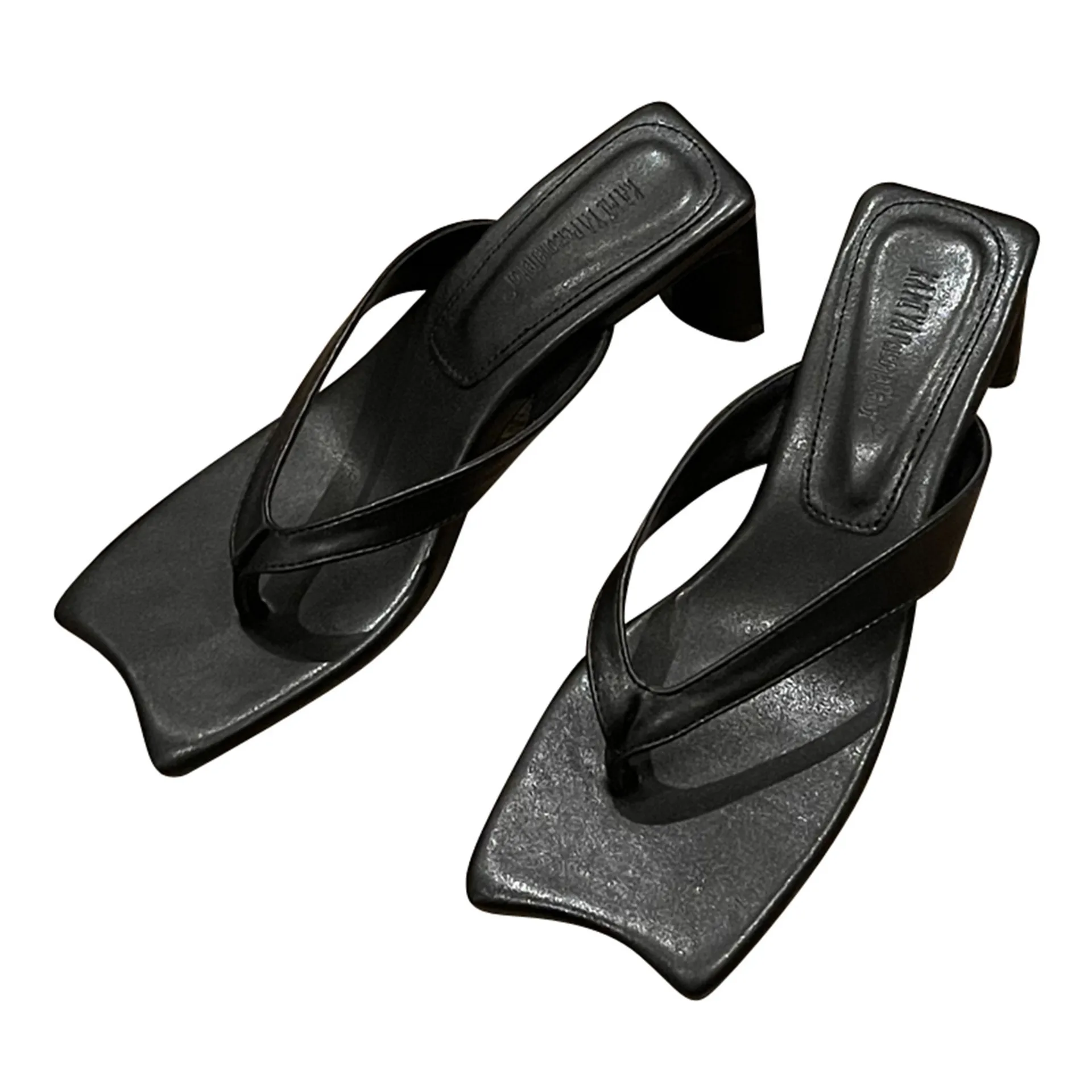 

Square Toe Rubber Flip Flops Flat Shoes Female Slippers Women Summer Low Slides Candy Colors Pantofle Fashion Hawaiian Soft 2021