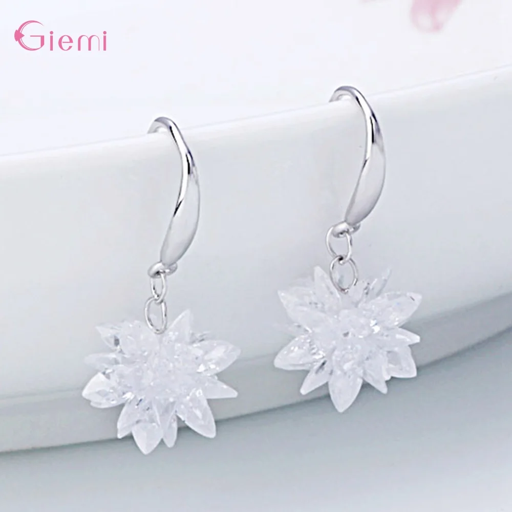 Необычные стильные 925 пробы серебристо белые блестящие Роскошные хрустальные