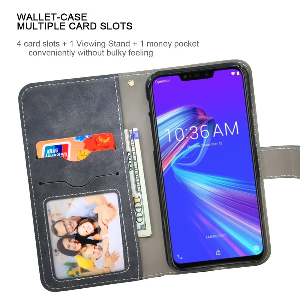 Кожаный чехол-книжка в винтажном стиле для ASUS ZenFone Max M2, роскошный чехол-кошелек из ТПУ для ASUS ZB633KL ZB632KL, чехол для телефона
