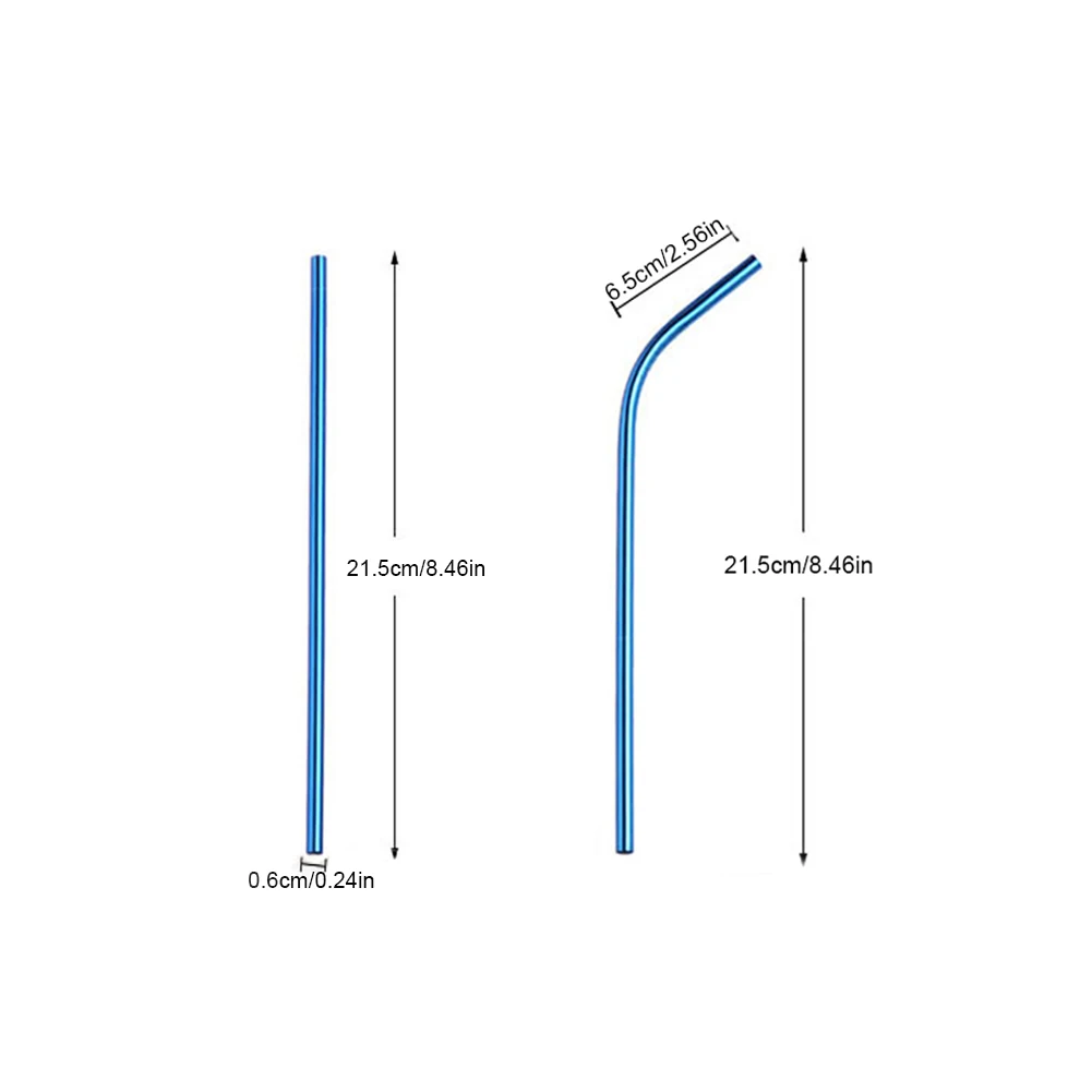 

12pcs Set Reusable Stainless Steel Straws Extra Long 8.5'' Metal Drinking Straws with 2 Brushes Carry Bag Environment-Friendly