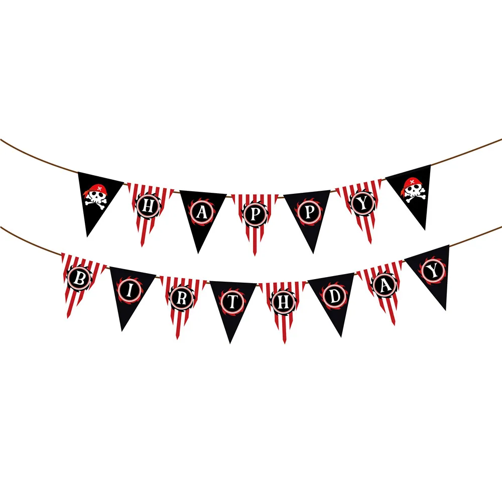 

Cool Caribbean Pirate Happy Birthday Banner Baby Shower DIY Party Decoration Pirate Wall Hanging Bunting Kids Party Favors