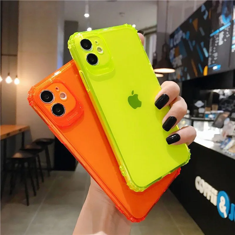 Противоударный чехол желейного цвета для Huawei P40 Lite P30 P20 Honor 10 20i 8X 9A 9X Y9 2019 неоновый