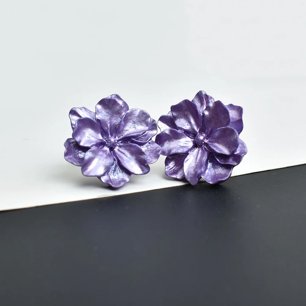 Большие серьги в виде белых цветов без пирсинга клипсы отверстия для ушей