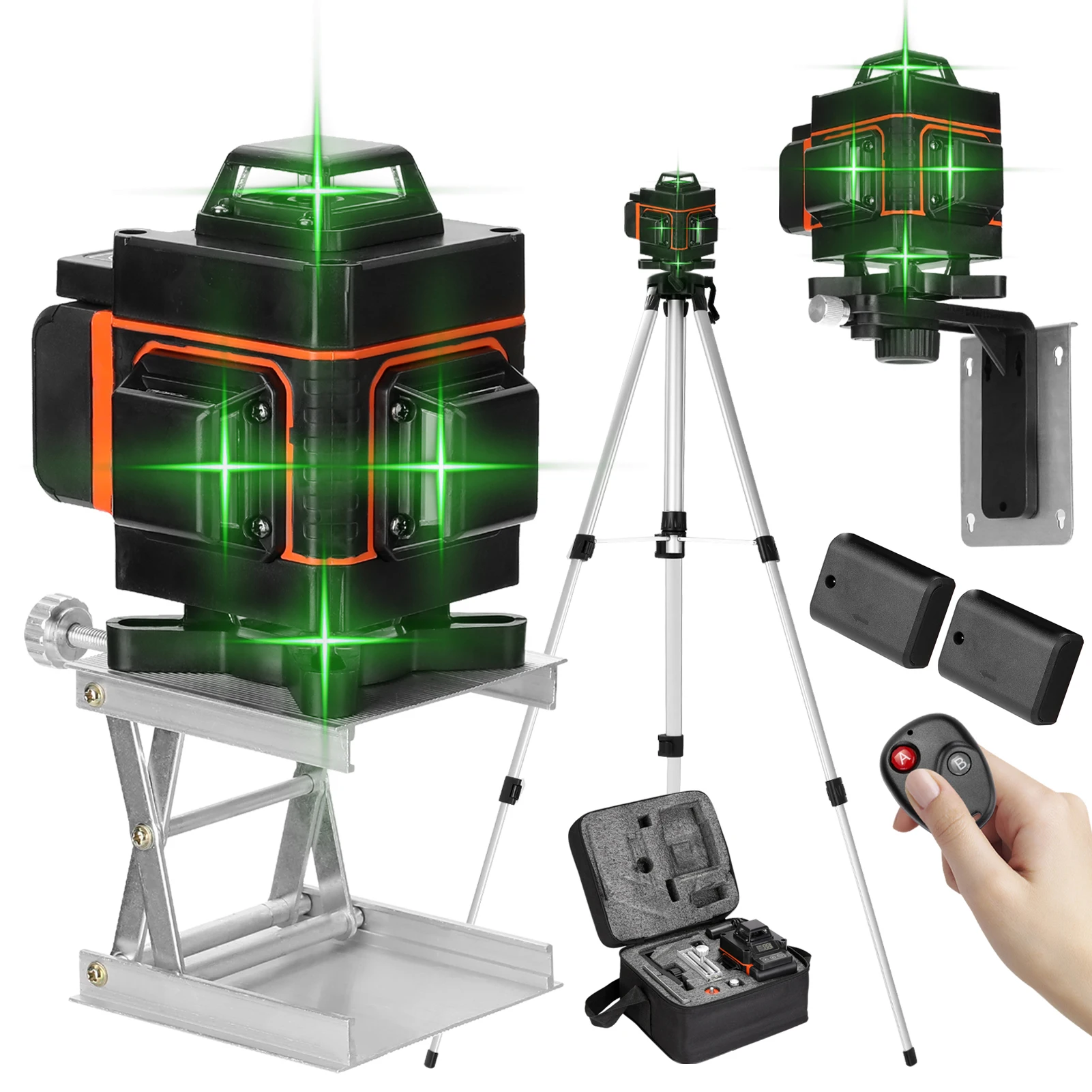 

KKmoon Multifunctional 16 Lines 4D Laser Level Horizontal and Vertical Cross Lines Self-leveling 360 Laser Level + Extension Bar