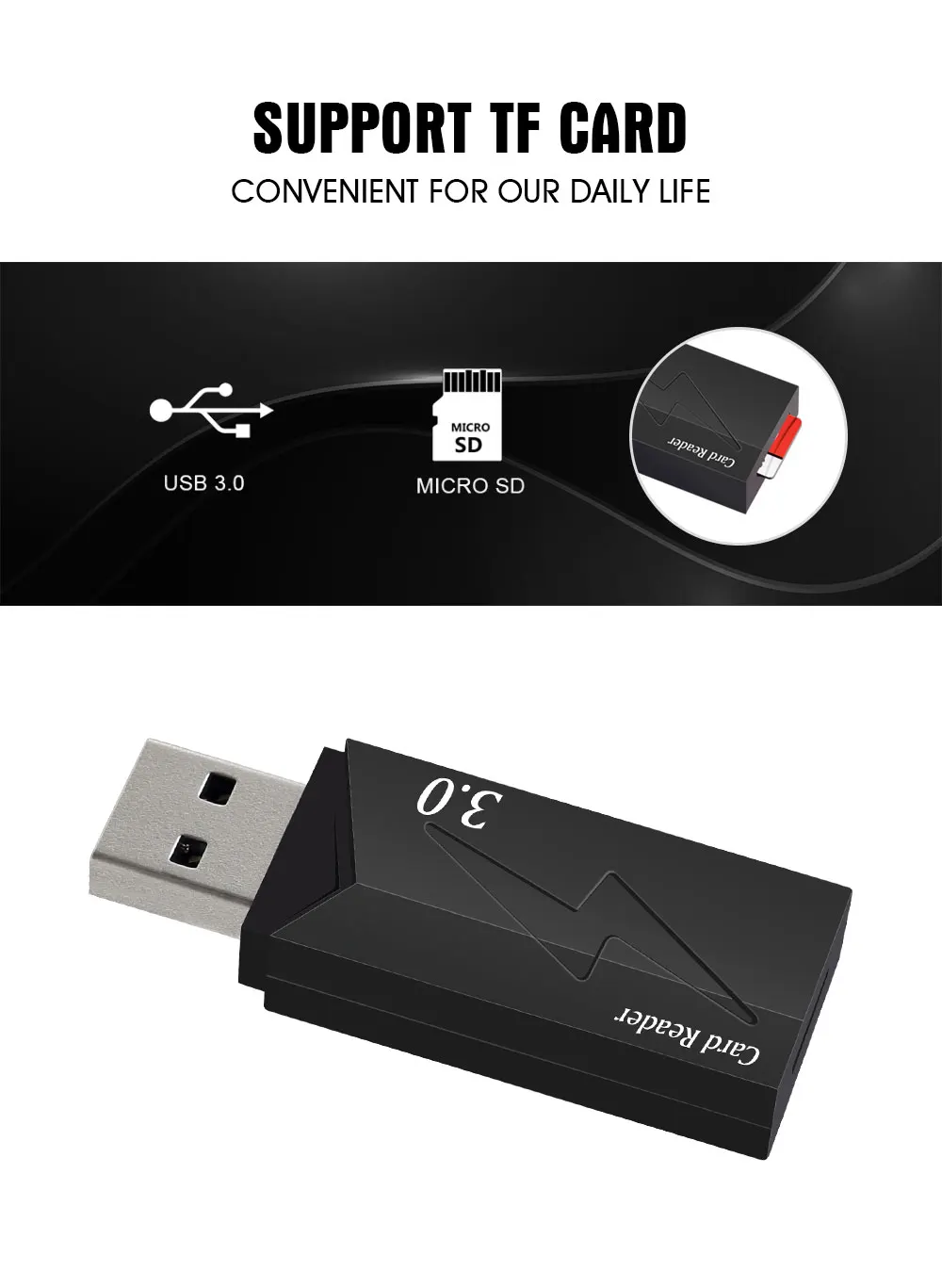 Крутой черный usb 3,0 мульти смарт-считыватель карт памяти мини кардридер для microsd компьютера ноутбука
