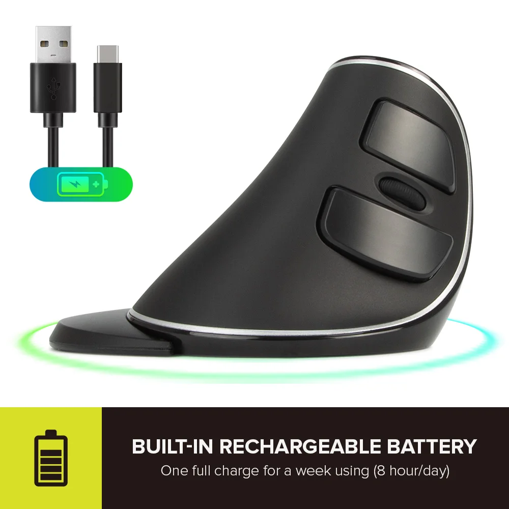 DELUX M618PD беспроводная эргономичная Вертикальная мышь Bluetooth + 2 4 ГГц 4000DPI