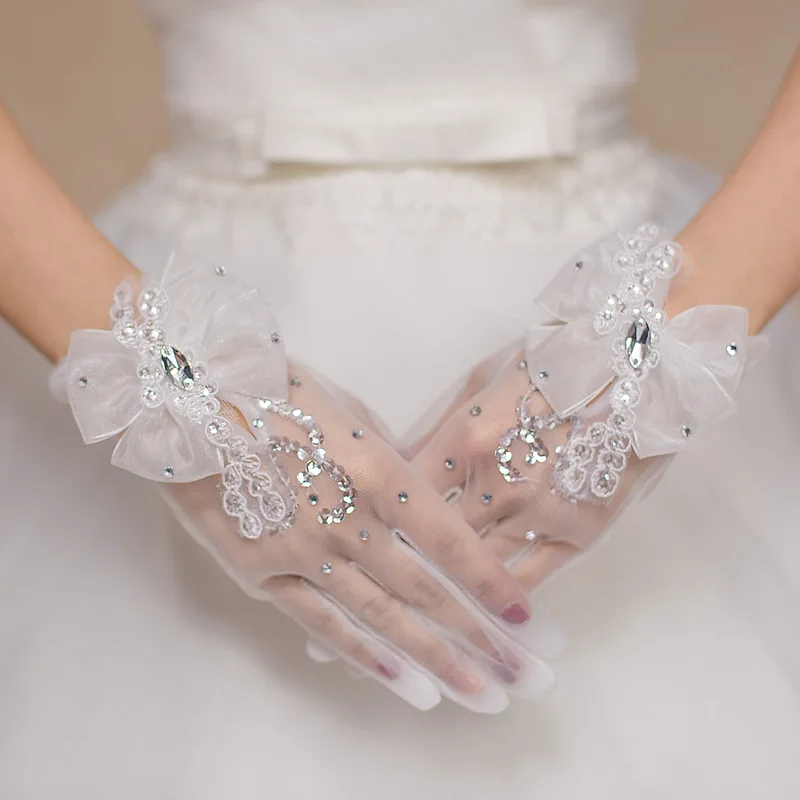 

New Arrival Bridal gloves Gant mariage femme Novia Braut Cheap Wedding gloves for bride Guantes novia