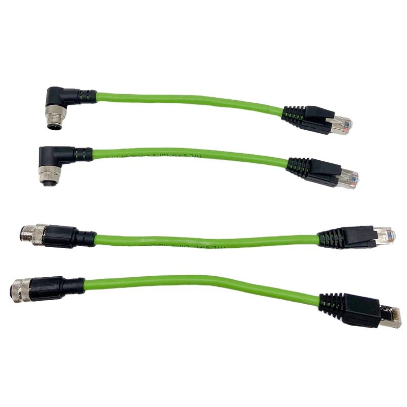 M12 Sensor Connector to RJ45 48Pin 1m Wire Ethernet IP67 Profinet Ehtercat Industrial A Type Network Cable Singnal Transmission