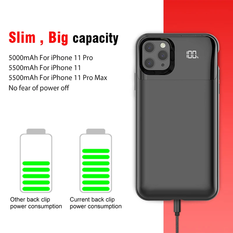 5500 мАч/5000 мАч Внешняя батарея зарядное устройство чехол для iPhone 11 Pro Max Power Bank