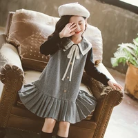2020 autumn doll collar girls dresses new pleated princess dresses for girls fashion patchwork loose baby girls dresses 8217