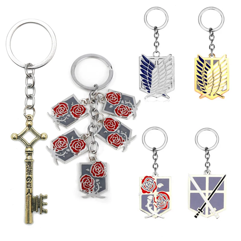 

Attack on Titan Keychain Anime Trinket Wings of Liberty Freedom Scouting Legion Eren Keyring Car Backpack Key Holder Accessories