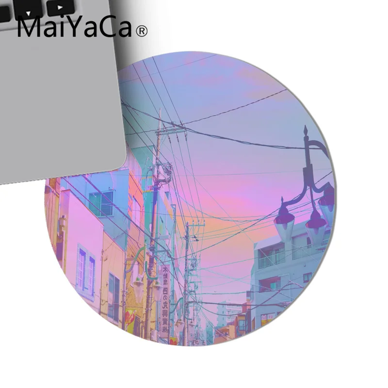 Розовый Аниме Луна Пейзаж эстетика Искусство Коврик для мыши игровой коврик