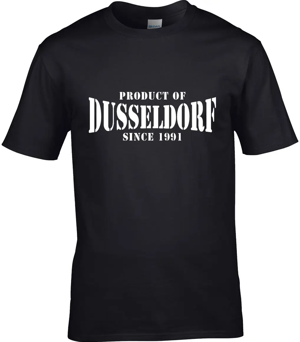 Продукция из Дюссельдорфа Германия Мужская футболка подарок на день рождения