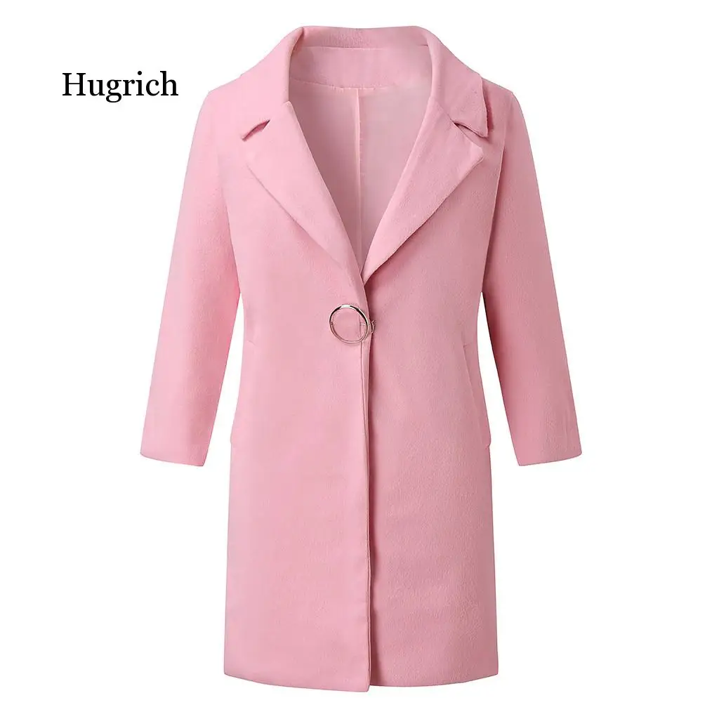 

Women White Wool Coat Single Button Long Sleeve Casual Woolen Cloth Medium Length Coat Turn-down Collar Winter Coats Women NEW