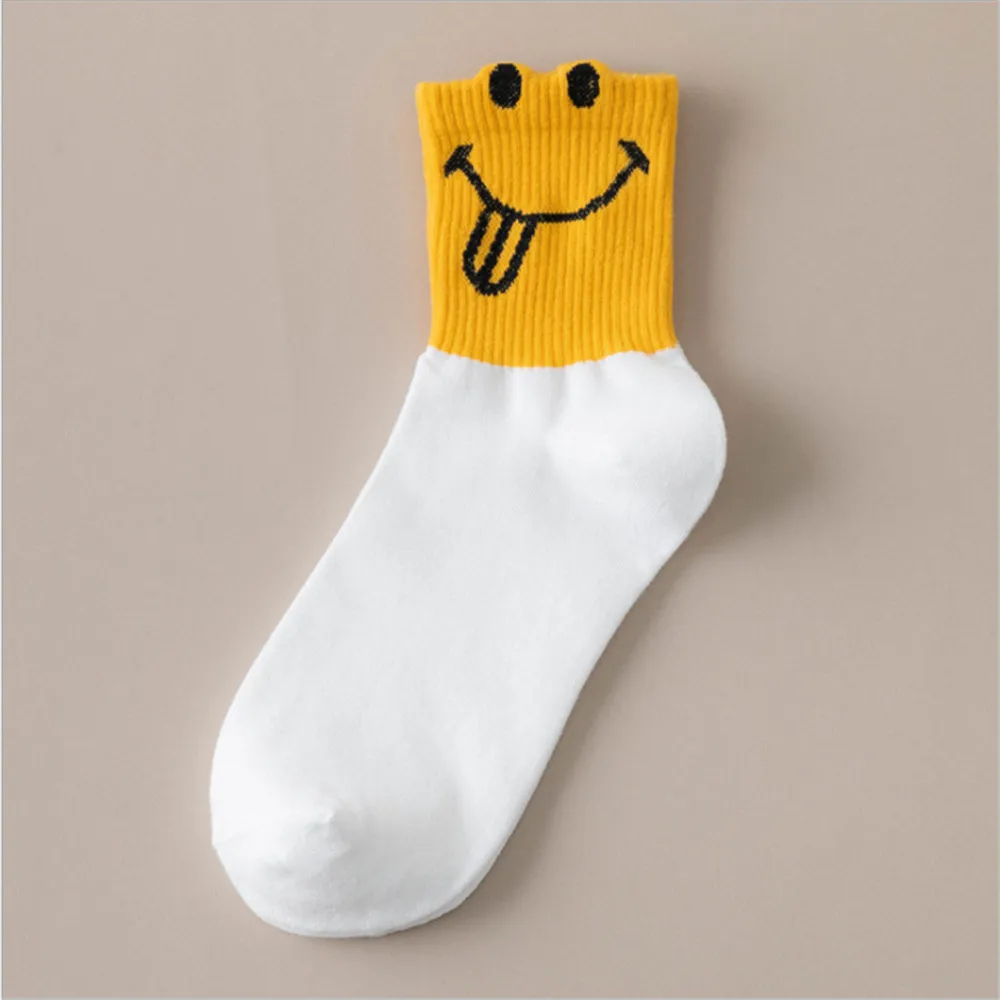 

New Pile of Socks Women Fashion Trend Bright Color Smiley Face Socks Personality Ladies Harajuku Ing Socks