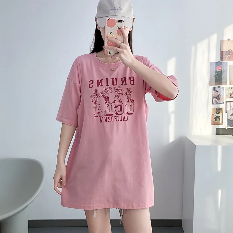 Натуральный хлопок середины Длина Стиль футболка для женщин по беременности и