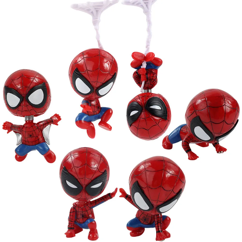 6 шт./компл. 6-8 см Marvel Мстители Q красный Человек-паук супер герой кавайные