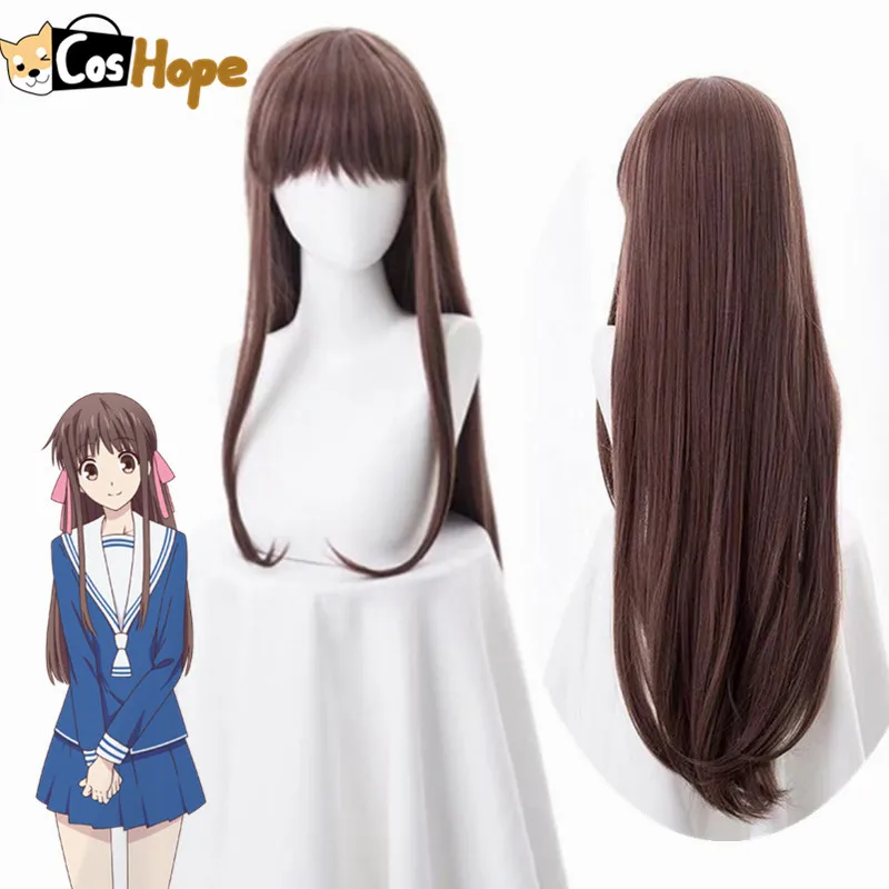 Tohru Honda Cosplay Фруктовая корзина Женский Длинный коричневый парик 85 см Косплей Аниме