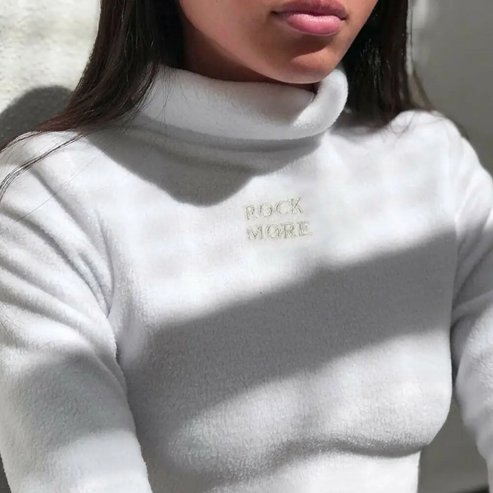 Женские теплые облегающие футболки с длинным рукавом флисовая водолазка