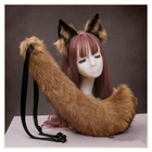 Головной убор с пушистым хвостом для Хэллоуина, аксессуары для косплея, Черная Женская повязка на голову с кроличьими ушками из аниме, лиса, Лолита, кавайная повязка для волос