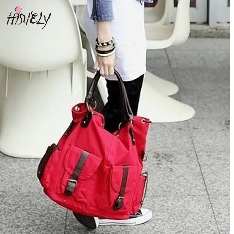 

HISUELY Fashion Large Pocket Casual Tote Women's Handbag Shoulder bags Canvas Leather Capacity Bags Ladies Purse Casual Female