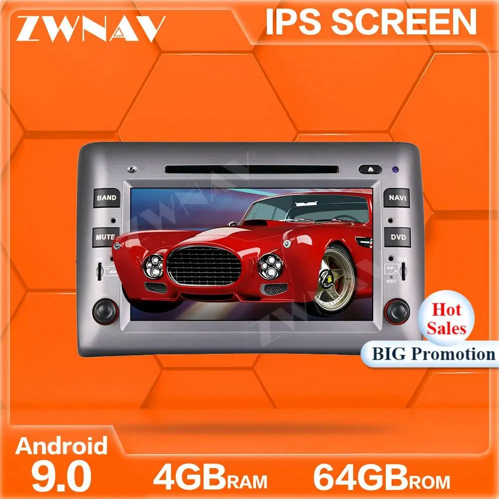 Автомобильный мультимедийный плеер с сенсорным экраном на Android 9 0 для Fiat Stilo 2002-2012