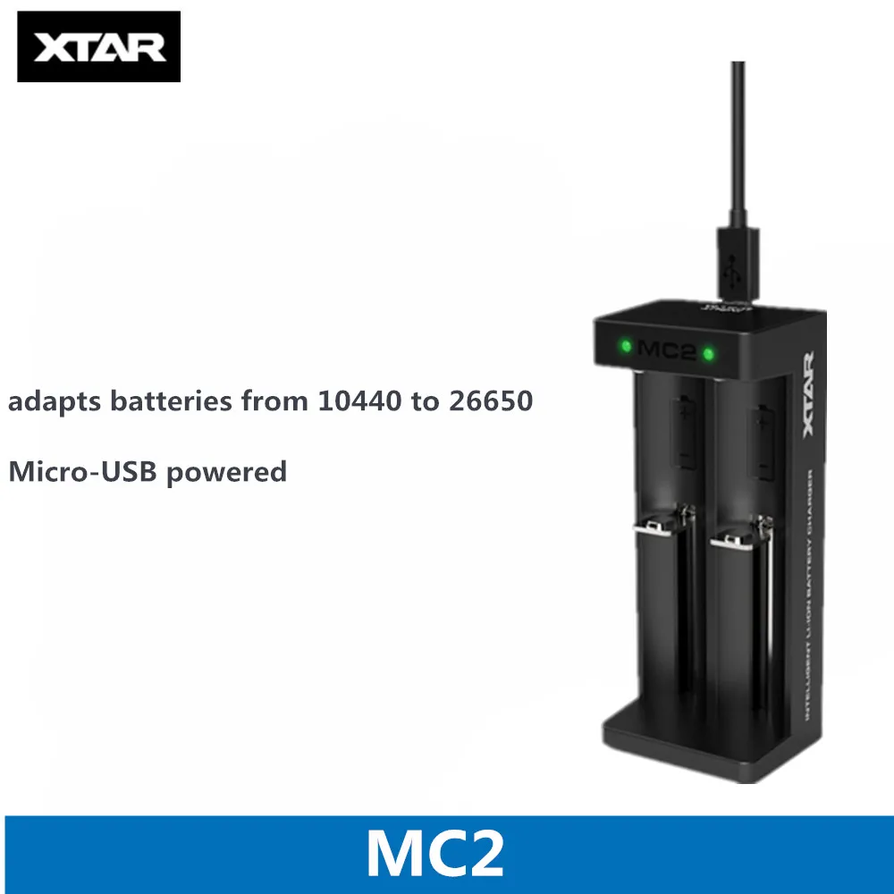 MC2 2 шт. Xtar Перезаряжаемый 18650 3500 мАч 3,7 в защищенный Аккумулятор для фонарей, совместимый с MC1 MC2 PB2 VC2 VC4 SV2 зарядное устройство - Цвет: MC2