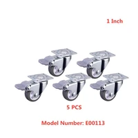 5 pcslot casters 1 inch gray tpe universal wheel with diameter of 25mm minimum brake wheel mute household caster