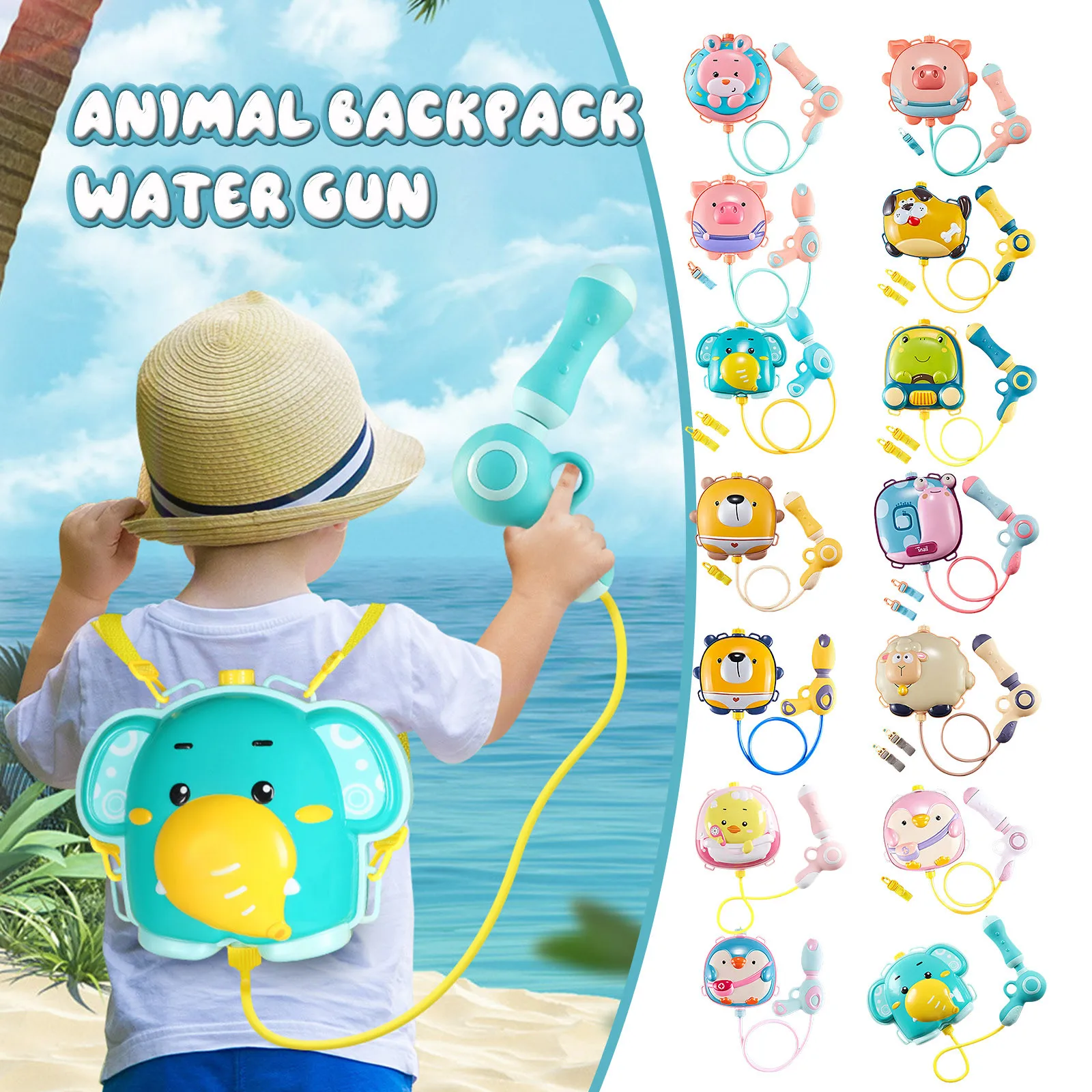 

Backpack Water Gun Blaster for Kids Tank with Hose Shooter Safe Plastic Noodles Pump Action Outdoor Water Toy Pool Beach Toys