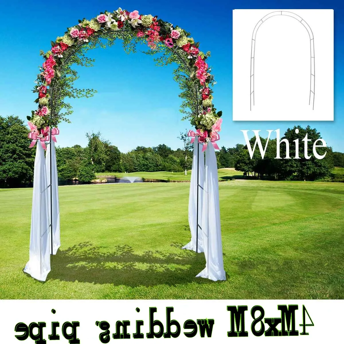 

Белая металлическая стойка с вертикальной стойкой и аркой, набор для демонстрации свадеб, вечеринок, выпускных, садовых цветочных украшени...