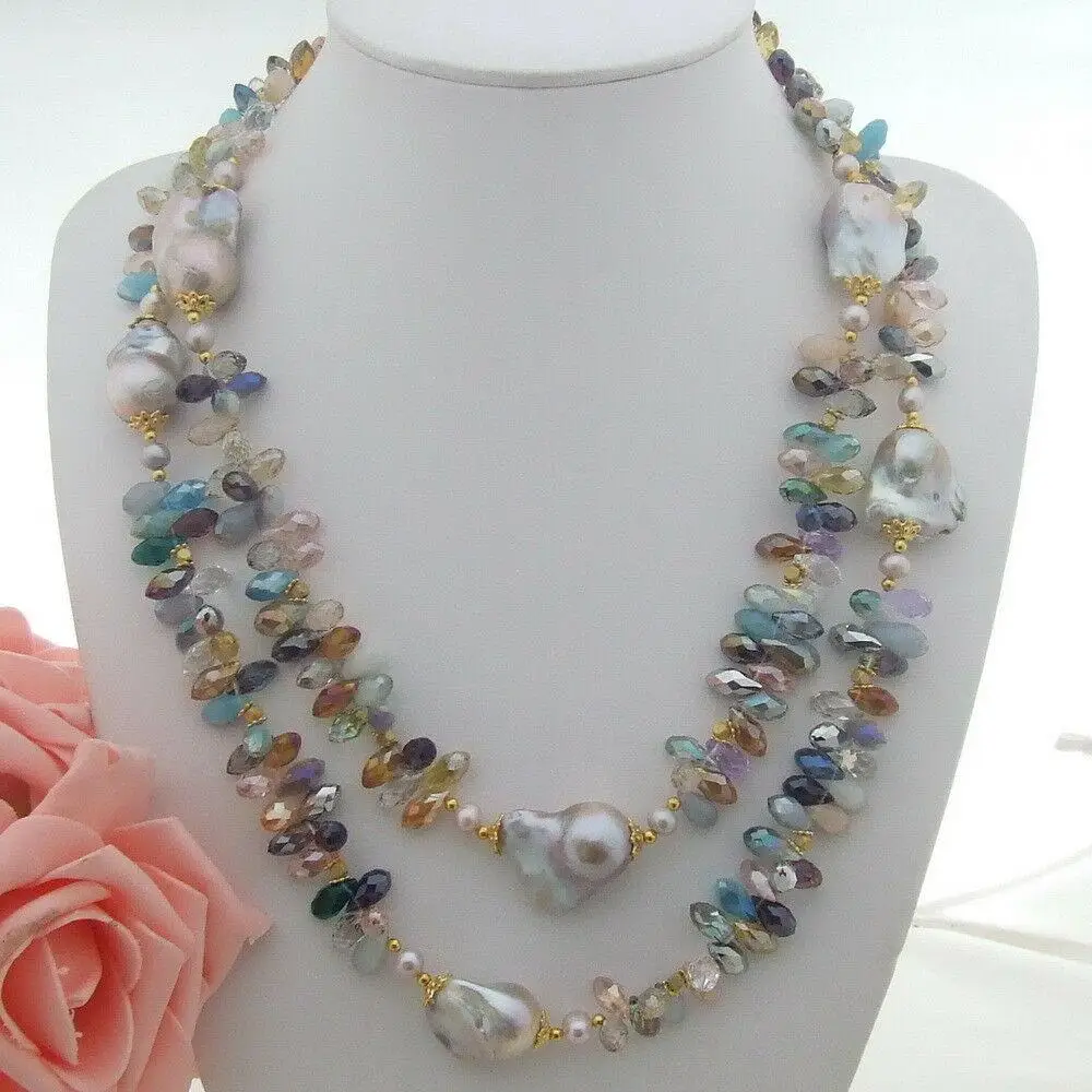 Y · YING длинное ожерелье с цветная слеза кристаллами 49 дюймов 25 мм |