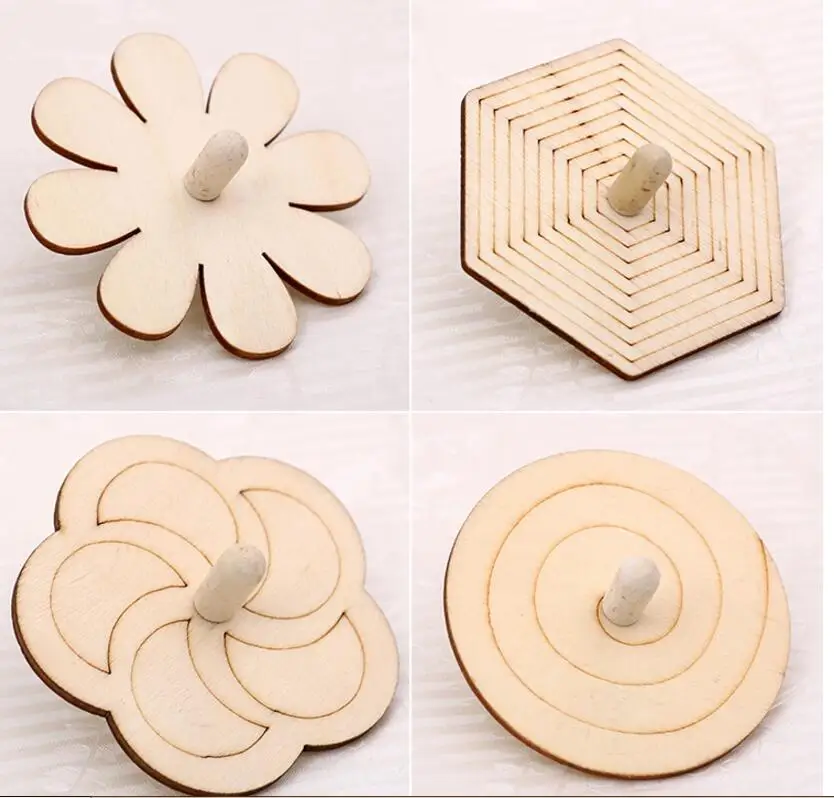 Игрушка-гироскоп из белого дерева 6 шт./компл. | Игрушки и хобби