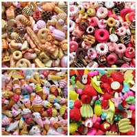 50grams mixed mini cute cake fruit candy flower luck bags flat back resin cabochon embellishments for scrapbooking phone diy