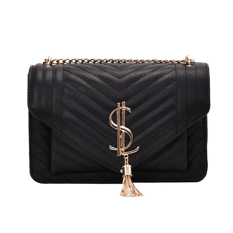 

Women Luxury Handbags Fashion PU Leather Messenger Shoulder Bags for Daily Designer Female Crossbody Tassel Bags Lock Black 2020