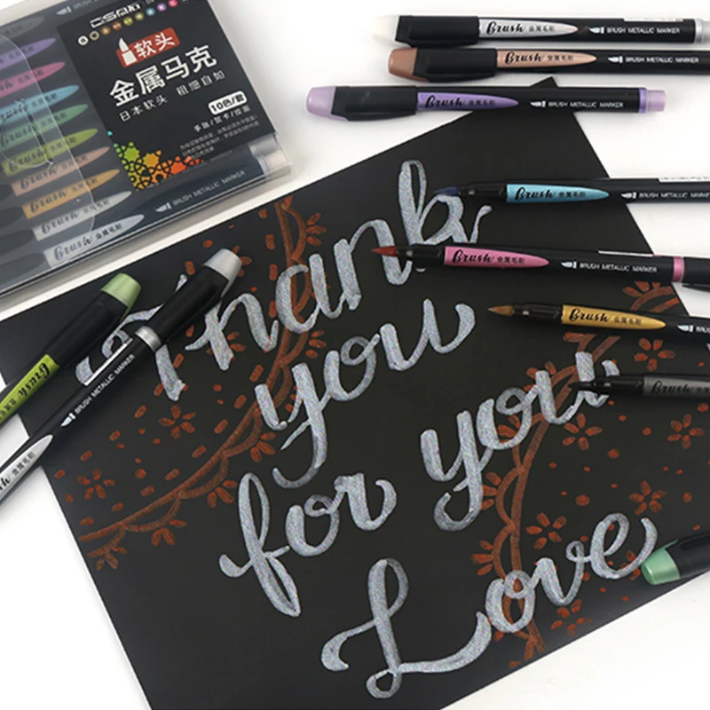 

DS-701S/703 Art Metallic Color Marker Brush Pen with Japan Imported Nib Hand Drawn Hand Account Comics Marker Pen for Beginners