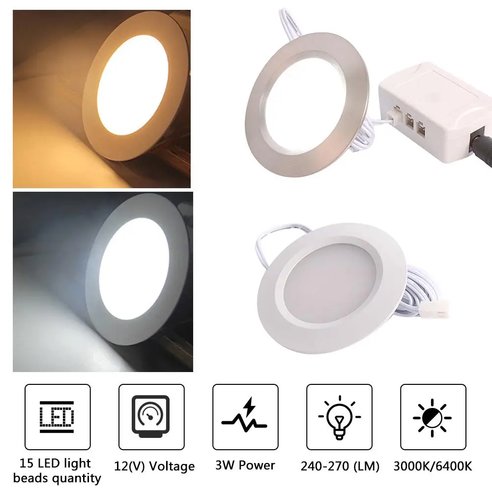 

3W 12V LED Under Cabinet Closet Light Aluminum LED Display Case Lights For Kitchen Counter Cupboard Puck Lights