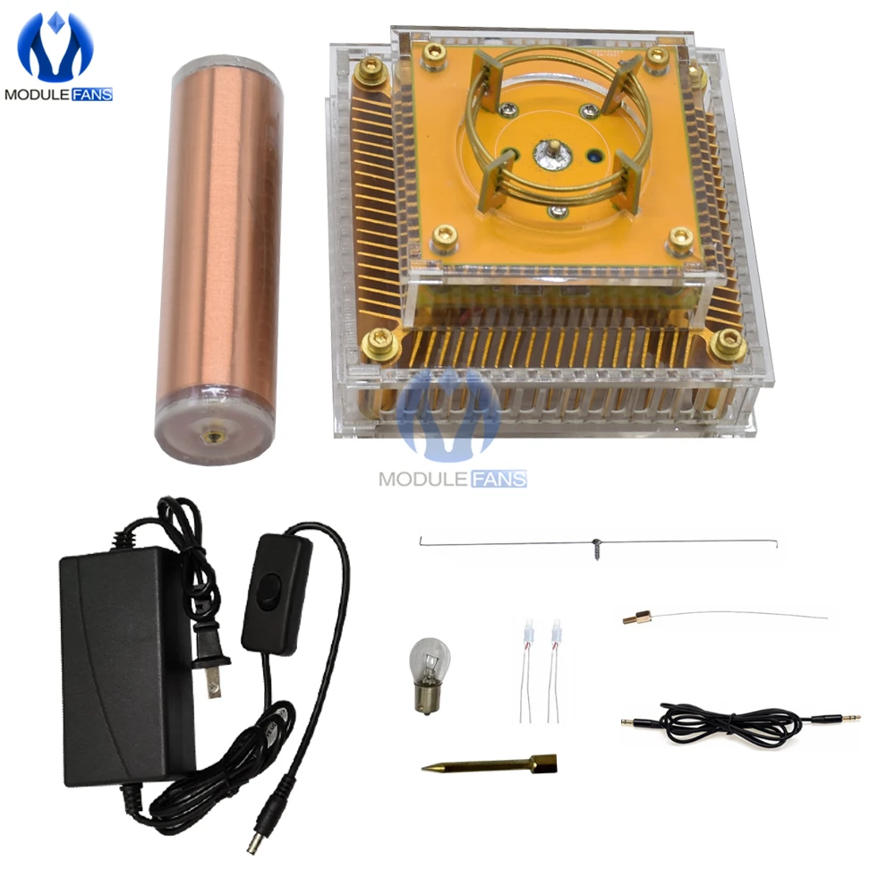 Musical Tesla Coil Music Plasma Speaker DC8-32v Module Golden With Acrylic Shell EU/US Power Plug | Электронные компоненты и