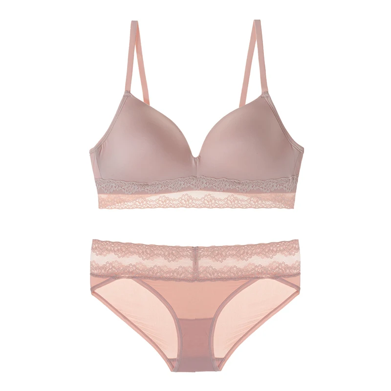 Комплект женского Бесшовного нижнего белья из мягкого гладкого кружевного