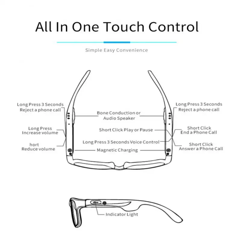 저렴한 새로운 G3 뼈 전도 헤드폰 안경 스마트 선글라스 무선 블루투스 호환 음악 선글라스 터치 컨트롤 (마이크 포함)