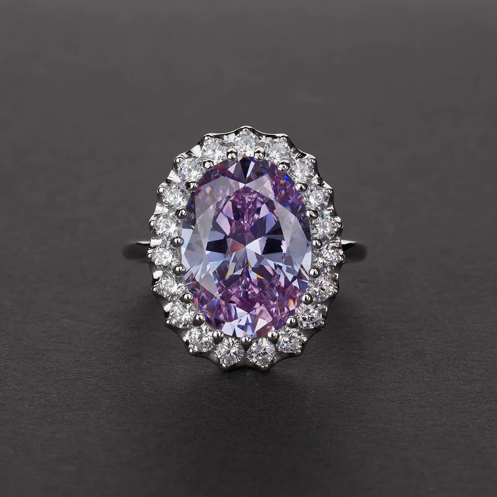 Настоящее кольцо из серебра 925 пробы драгоценный камень Moissanite бриллианты аметист