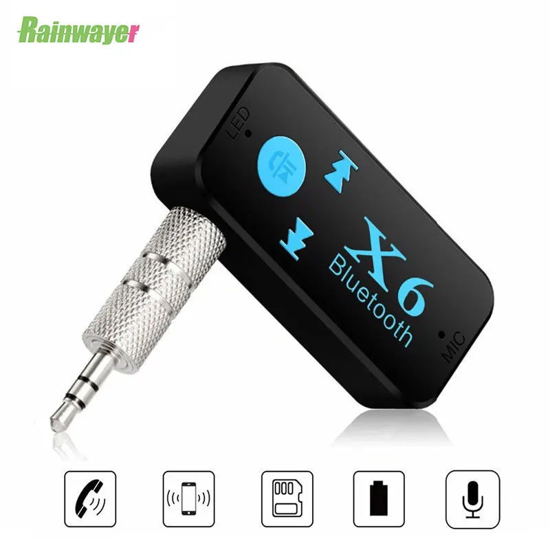 Мини X6 Bluetooth 5,0 приемник 3,5 мм AUX автомобильный комплект стерео аудио Музыка с микрофоном HandFree беспроводной адаптер приемник Поддержка TF карты
