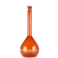 1000ml brown lab borosilicate glass volumetric flask with plastic stopper office lab chemistry clear glassware supply