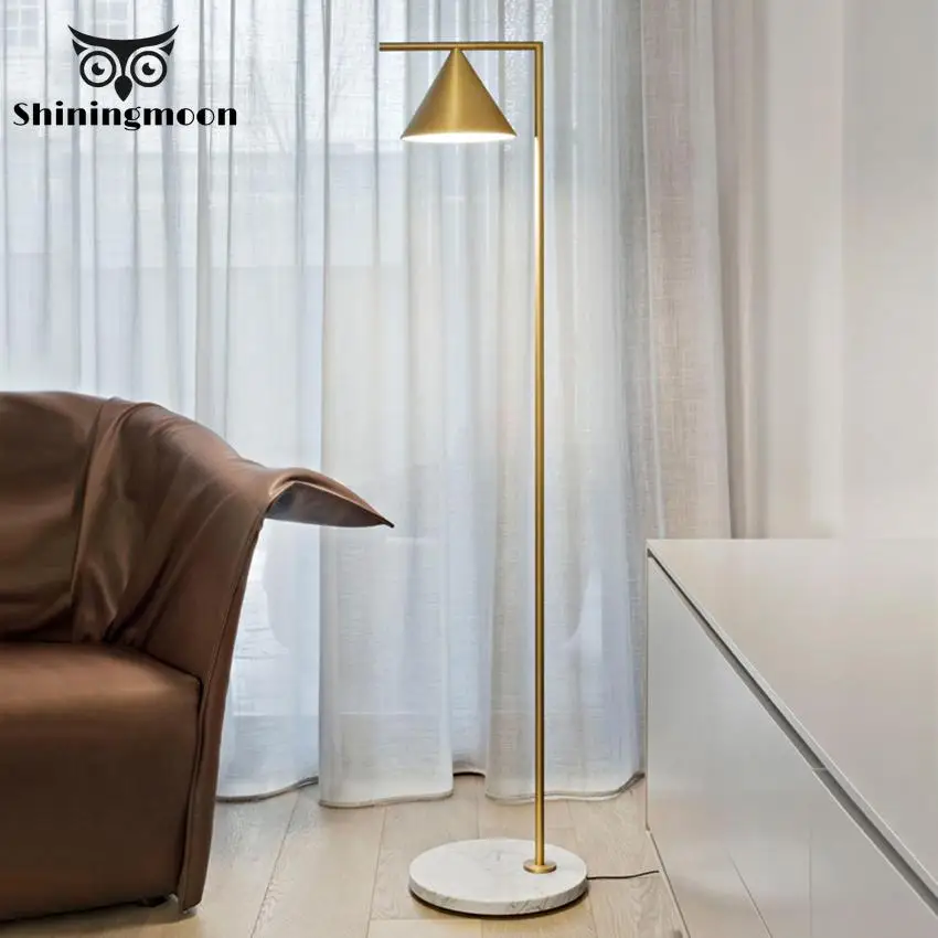 

Modern Floor Lamp Gold Metal Conical Horn Acrylic Lampshade Floor Lamps Lighting Living Room Bedroom Indoor Decor Standing Lamp