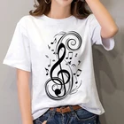 Женская футболка с принтом музыкальных нот, модная футболка в стиле Харадзюку, Летняя Повседневная рубашка, женская футболка с коротким рукавом, женская одежда