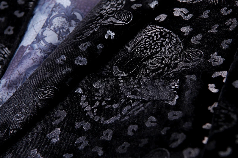Мужской бархатный блейзер черный повседневный деловой с цветочным узором