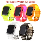 Прозрачный флуоресцентный цветной ремешок для Apple Watch 75432, спортивный Воздухопроницаемый браслет из ТПУ для iWatch 38404244 мм, ремешок