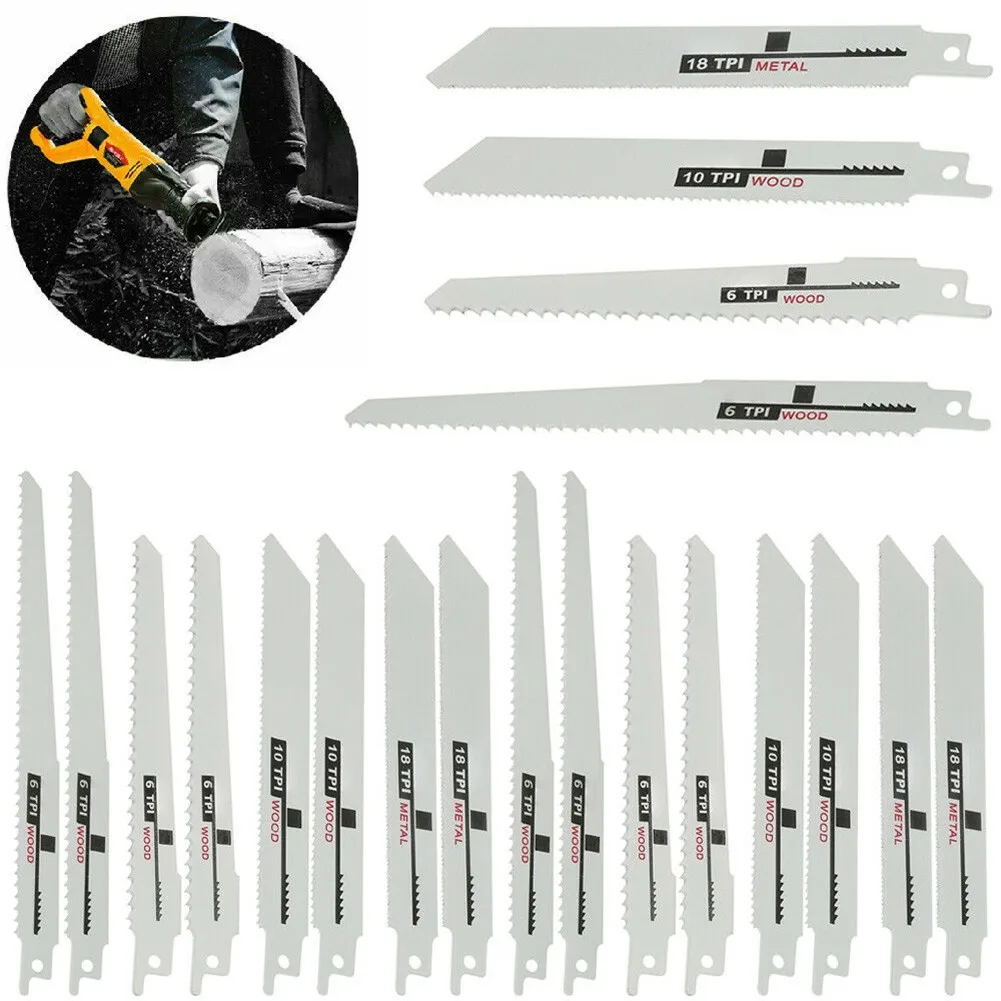 

20PCS Reciprocating Saw Blade Bi-Metal High Strength Woodworking Metal Cut Blade 150mm 200mm 6TPI Wood Reciprocating Saw Blade